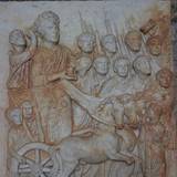 Marble relief of Emperor Trajan and his troops
