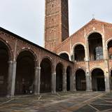 The left bell tower at Sant'Ambrogio, Milan