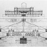 Sketch of how Andrea Palladio imagined the Sanctuary of Fortuna Primigenia to have looked like in Roman times