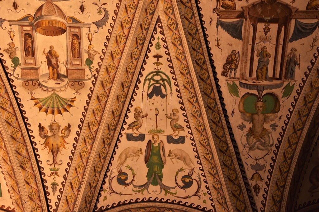 Grotesque motives at Certosa di Pavia Monastery